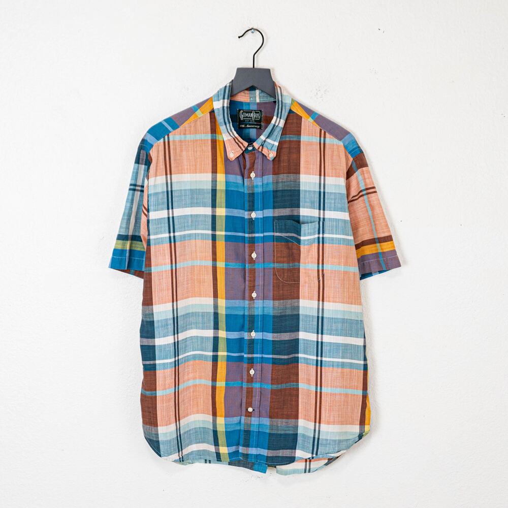 GITMAN Vintage 40th Anniversary Short Sleeve Button down Shirt Madras XL